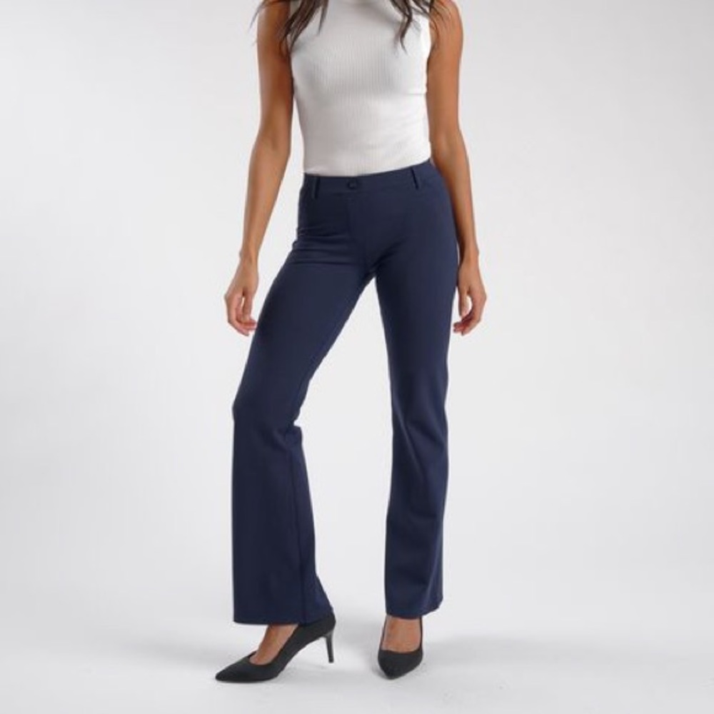 Betabrand Bootcut Yoga Dress Pants in Blue Sz Medium